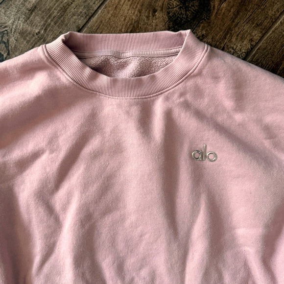 Alo Yoga Unisex Accolade Terry Crew Neck Pullover Sweatshirt, Pink Quartz - Picture 3 of 8